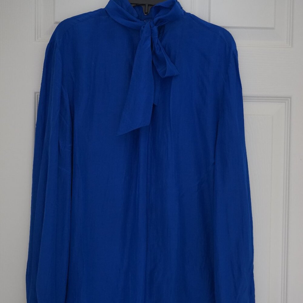 & Other Stories Blue Tie-Neck Blouse